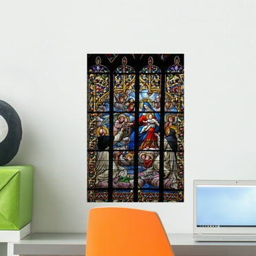 Wallmonkeys Grand Vitrail Chartres Wall Mural Peel and Stick Graphic WM287873 30 in H x 20 in W Wallmonkeys Grand Vitrail Chartres Wall Mural Peel and Stick Graphic WM287873 30 in H x 20 in W